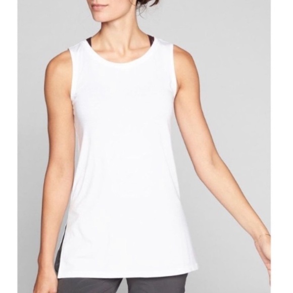 ATHLETA Threadlight Layering Tank  White Side Slits - Picture 1 of 5
